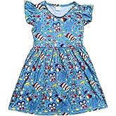 Baby Girls Flutter Sleeve Cat in The Hat Toddler Spring Casual Dress Summer Clothes