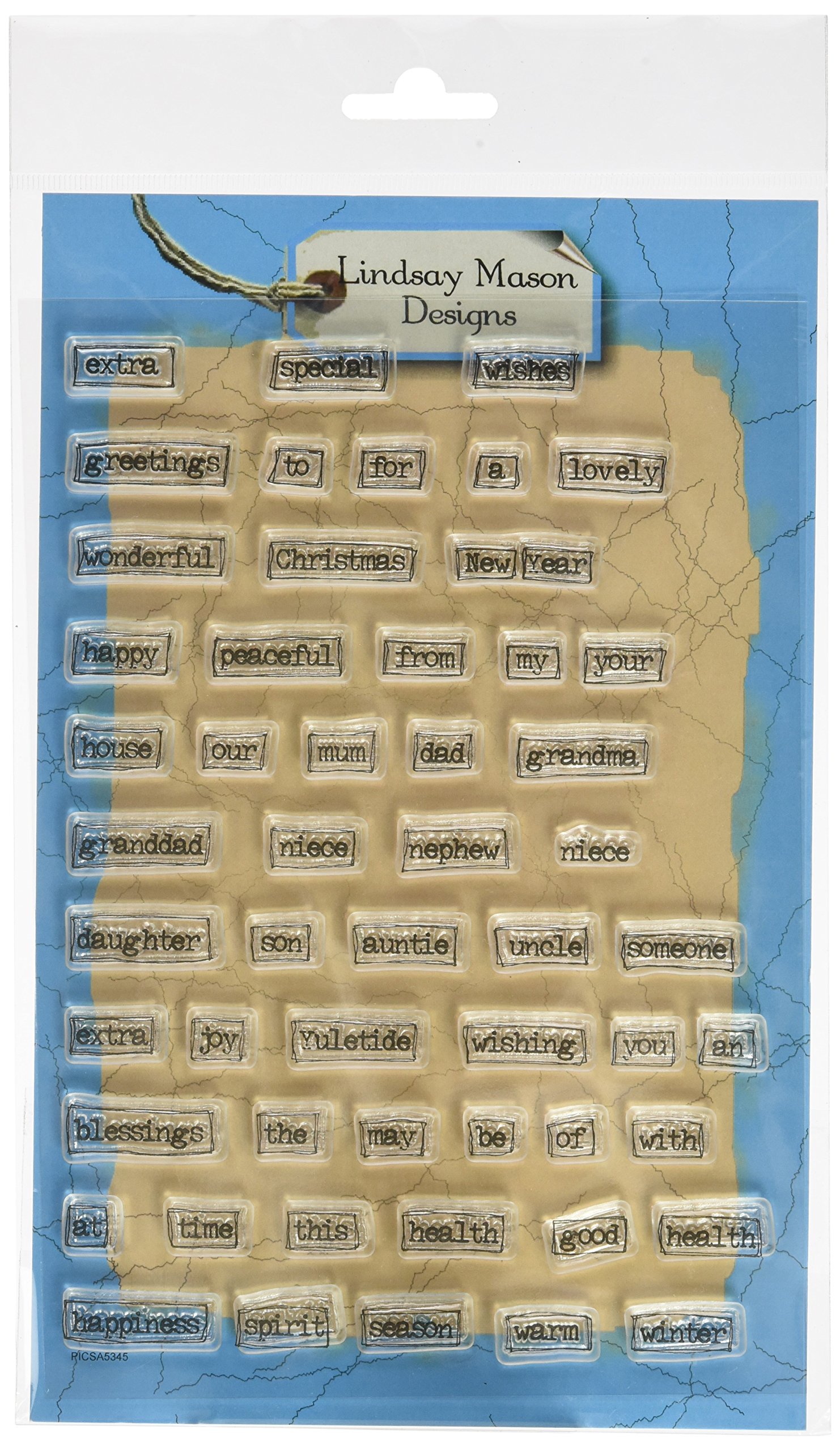 Lindsay Mason Designs A5 Block Christmas Words Clear Stamp