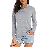 MAGCOMSEN Women's Long Sleeve Shirts 1/4 Zip Pullover UPF 50+ Quick Dry Workout Tops Running Athletic Hiking Shirts