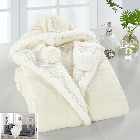 Amazon Com Chic Home Hs3825 51 X 71 In Hazel Snuggle Hoodie Animal Print Robe Super Soft Blanket With 2 Pockets Hood Button Closure Beige Home Kitchen
