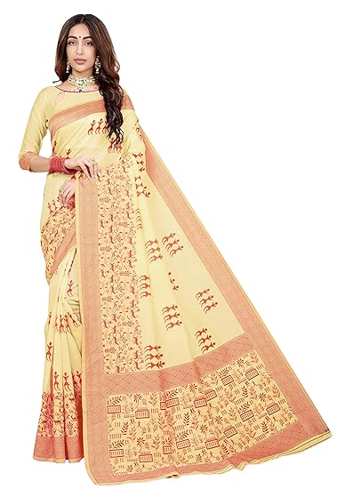 Women�s Banarasi Silk Saree (Bengali_Silk_102_White)