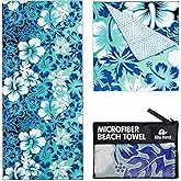 Elite Trend Microfiber Beach Towel for Adults with Bag - Extra Large 78x35 inch Lightweight Sand Free Quick Dry Towel for Travel, Swimming, Yoga, Camping (Hibiscus)