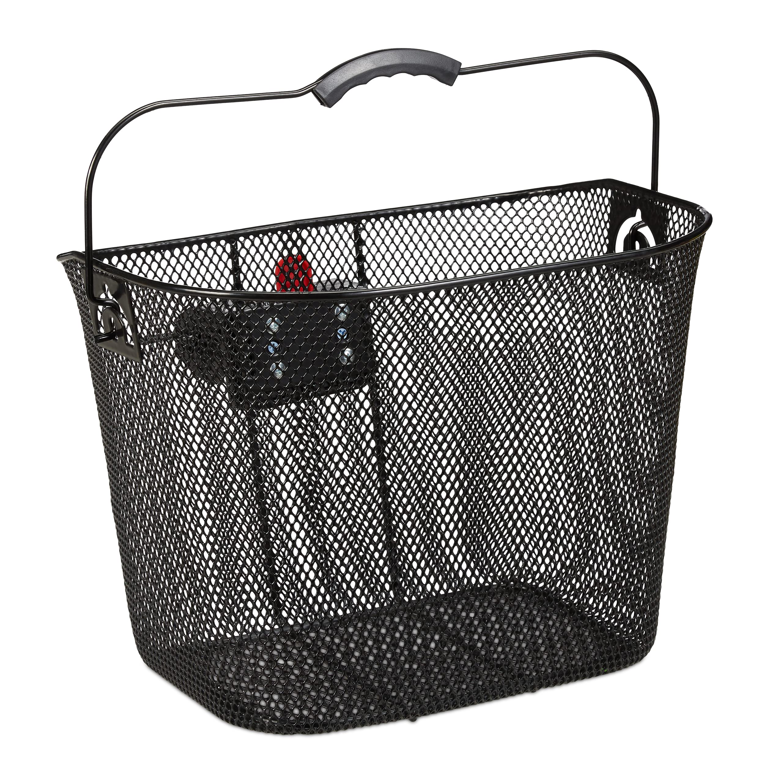 Relaxdays Bicycle Basket Front, Removable, With Click System, Handlebars Carrier, Metal, Close-meshed, H x W x D 27 x 34.5 x 26 cm, Black