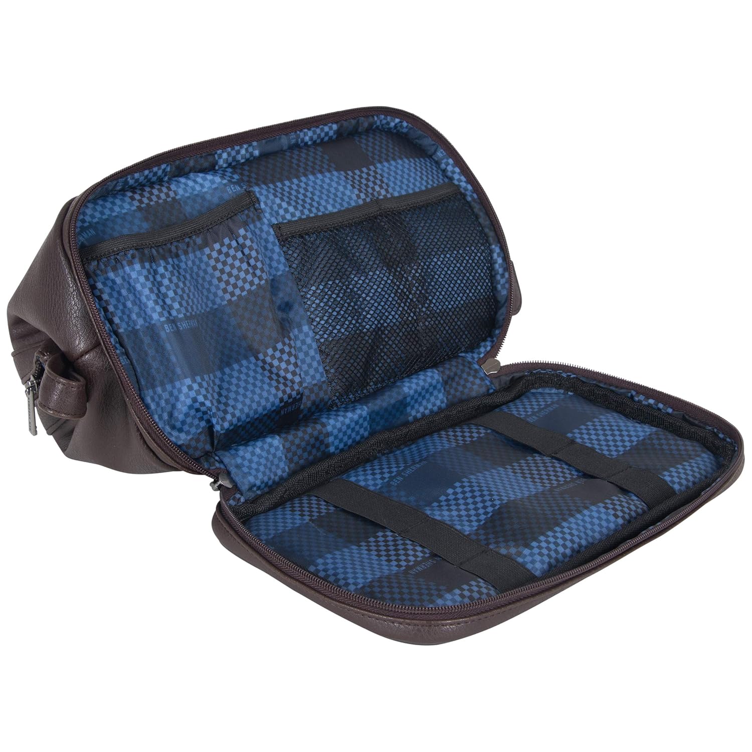 Ben Sherman Noak Hill Collection Vegan Leather Toiletry Travel Kit, Brown, 2PC Set: Industrial & Scientific
