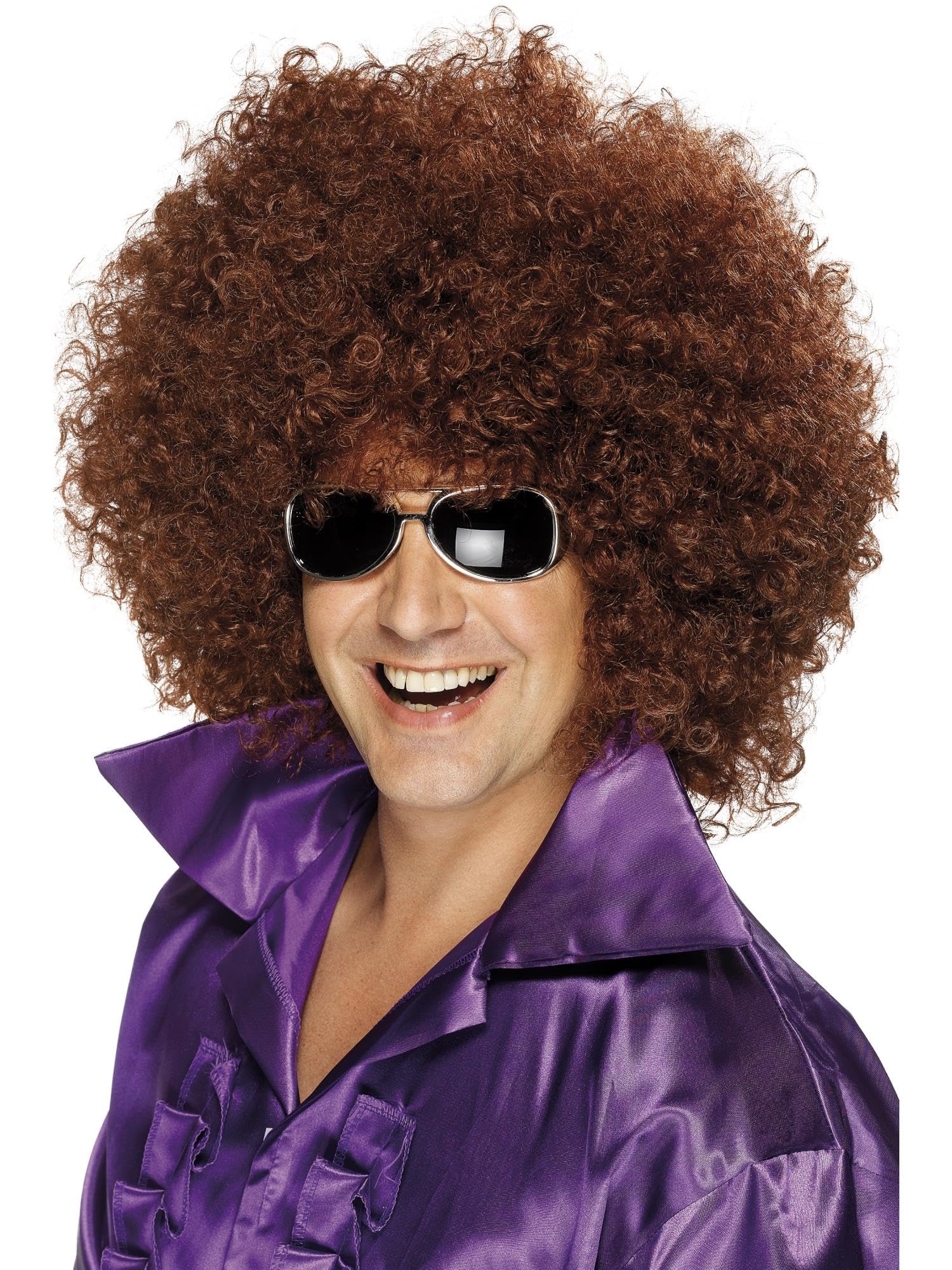 Smiffys Afro Wig, Mega-Huge, Brown, 1970's Disco Fancy Dress, Adult Dress Up Wigs Halloween — image 1