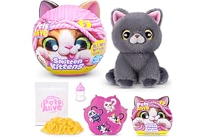 Pets Alive Smitten Kittens Series 2 (British Shorthair) by ZURU – Interactive Plush Cat Toy with 10 Sounds, Surprise Unboxing