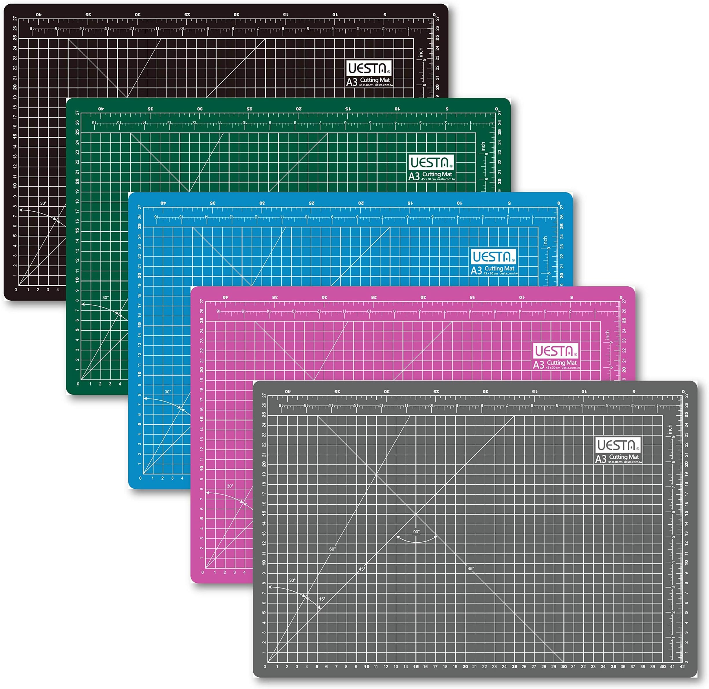 UESTA A3 (18L x 12W Inch) (450 x 300 mm) Self Healing 5 Layers PVC Colorful Cutting Mat (Blue)
