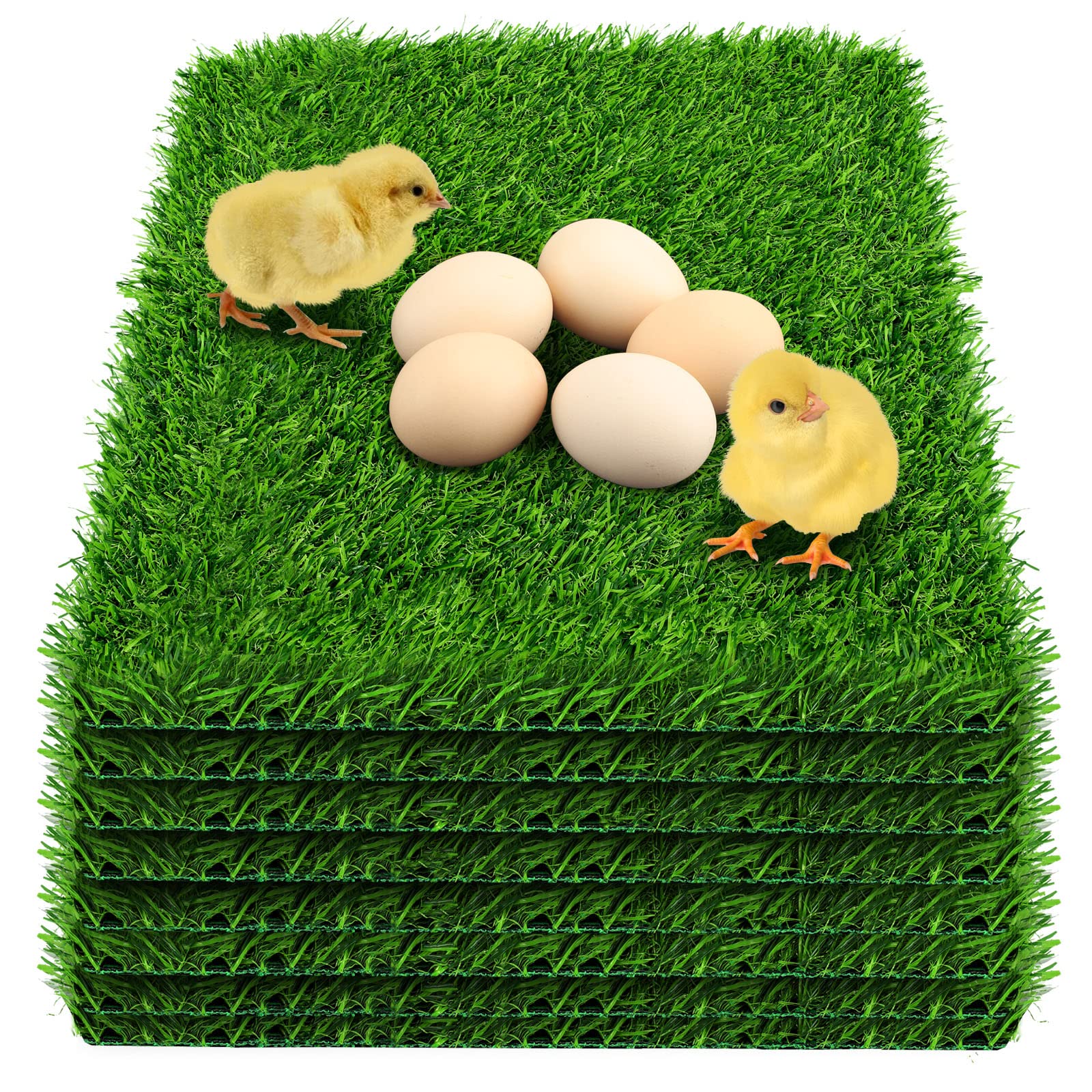 Photo 1 of DenForste 8 Pack Chicken Nesting Box Pads - Washable Artificial Grass Nesting Pads - Chicken Nesting Pads for Chicken Coop and Pet Garden Lawn Indoor Outdoor 12"×12"×1"