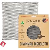 Knapp Made 7"x5" Chainmail Dishcloth - Stainless Steel Cast Iron Scrubber | Replace Your Dirty Sponge. All-purpose Kitchenware Cleaner For Pots, Pans &amp; Cookware - Lasts a Lifetime