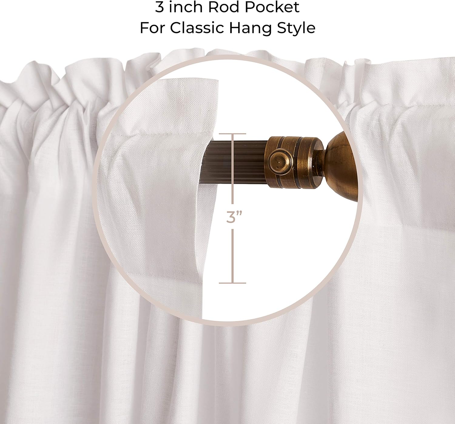 D’Moksha Homes 100% Pure Hemp Linen Semi Sheer Curtain White - 52x108 inch. UV Ray Protection. Indoor, Outdoor use, Living, Dining, Kids Room, Kitchen, Deck, Patio, Cabana, Gazebo. 1 Panel per Box.: Kitchen & Dining