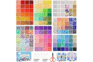 Redtwo 23000 Pcs Clay Beads Bracelet Making Kit 144 Colors 7 Boxes Flat Polymer Heishi Beads Set for Friendship Jewelry Making with Pendant Charms Crafts Gifts for Girls Ages 6-12 Kids Adults