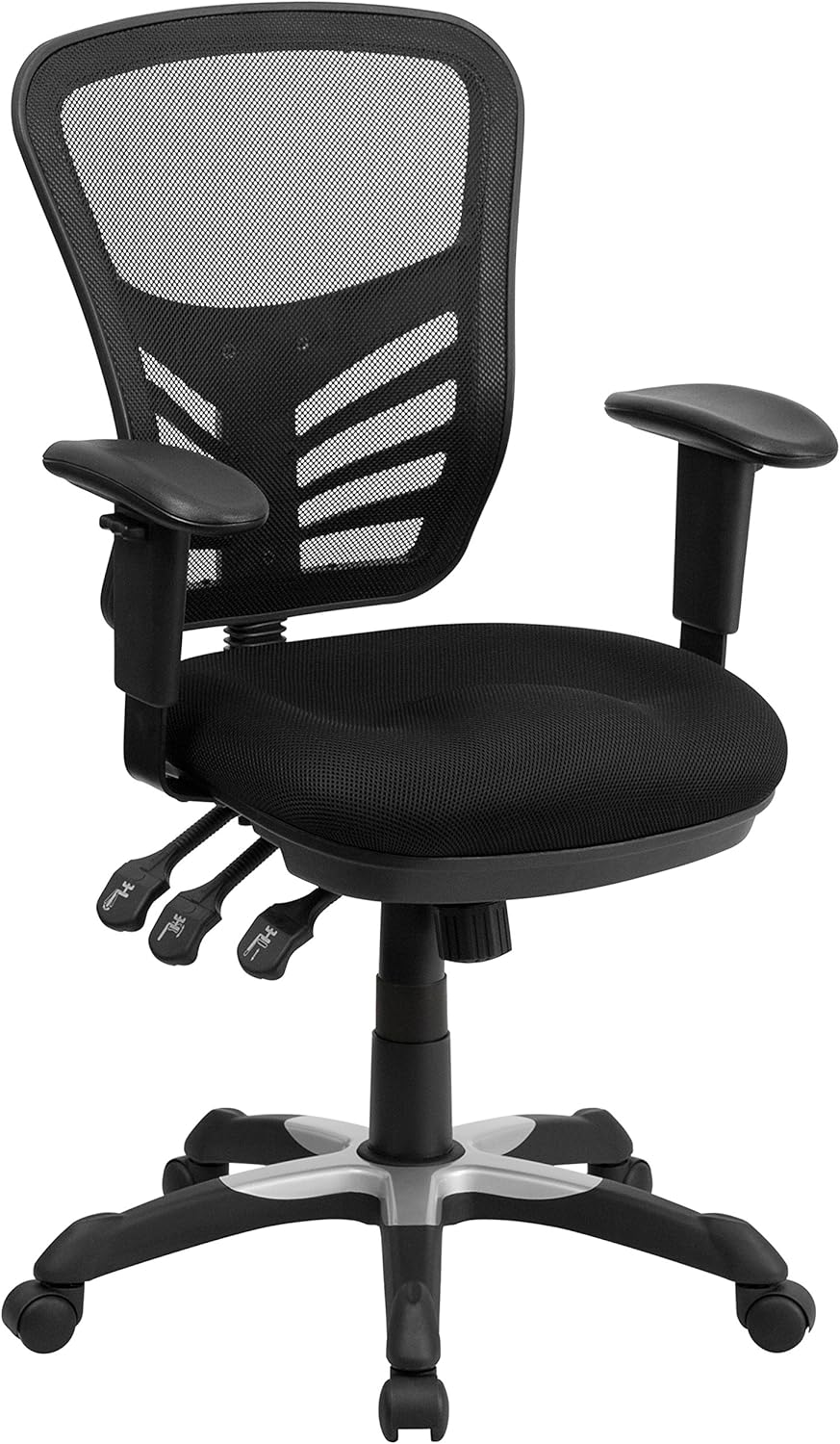 Flash Furniture Mid-Back Black Mesh Multifunction Executive Swivel Ergonomic Office Chair with Adjustable Arms: Kitchen & Dining
