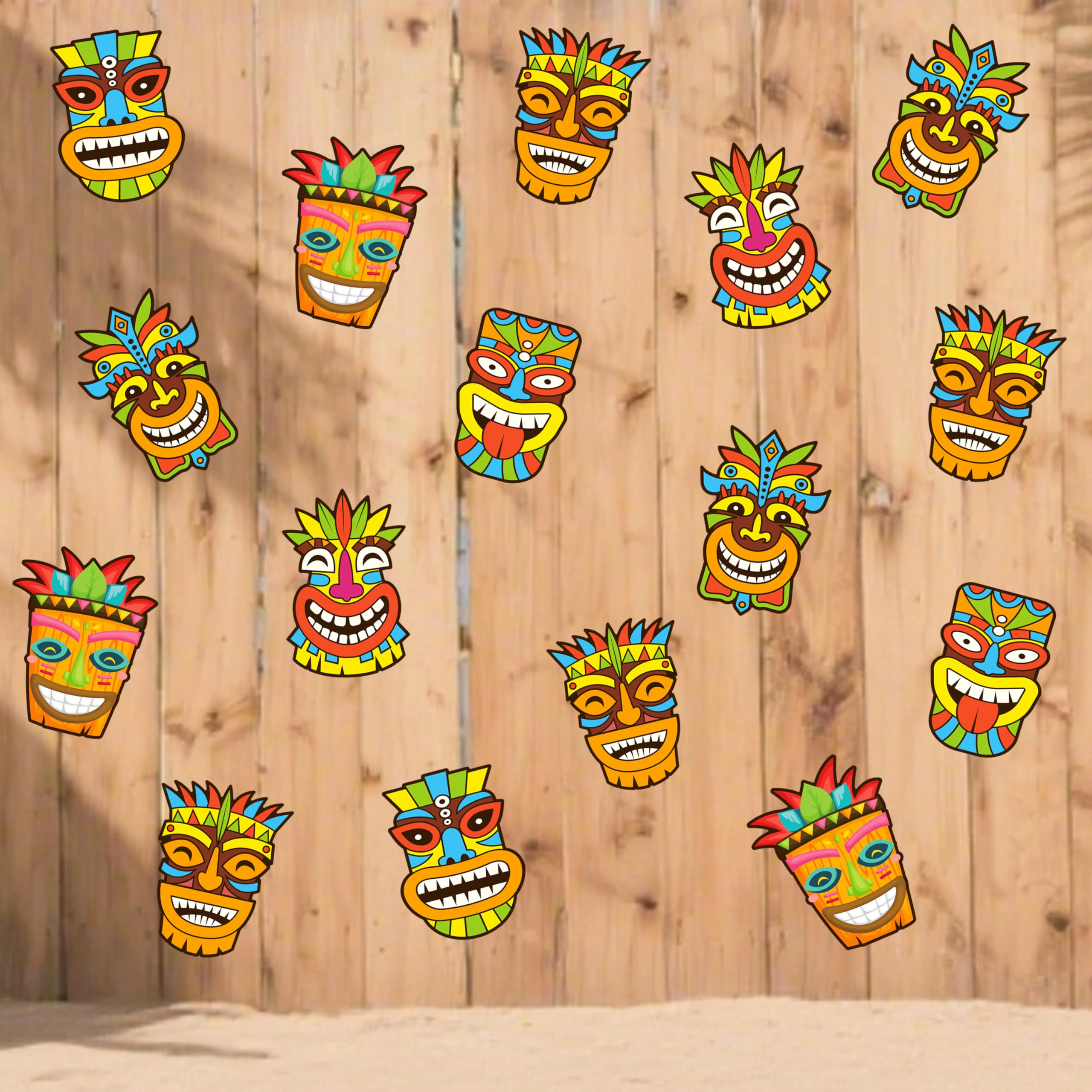 Photo 1 of 12pcs Hawaiian Luau Party Centerpiece Sticks Hawaii Tiki Face Centerpiece for Table Aloha Tropical Theme Table Decorations for Hawaiian Tiki Theme Party Supplies