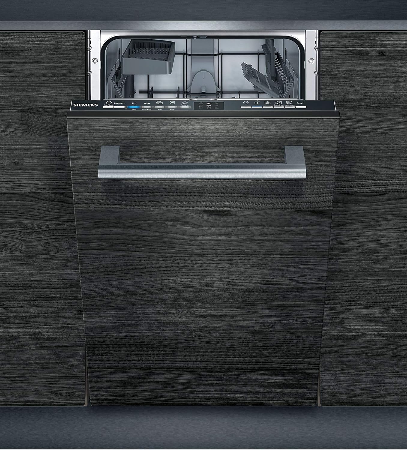 Siemens SR61IX05KE iQ100 Vollintegrierter Geschirrspüler/A+ / 222 kWh/Jahr / 2660 L/Jahr/WLAN-Fähig über Home Connect/varioSpeed/infoLight Betriebsanzeige, Schwarz