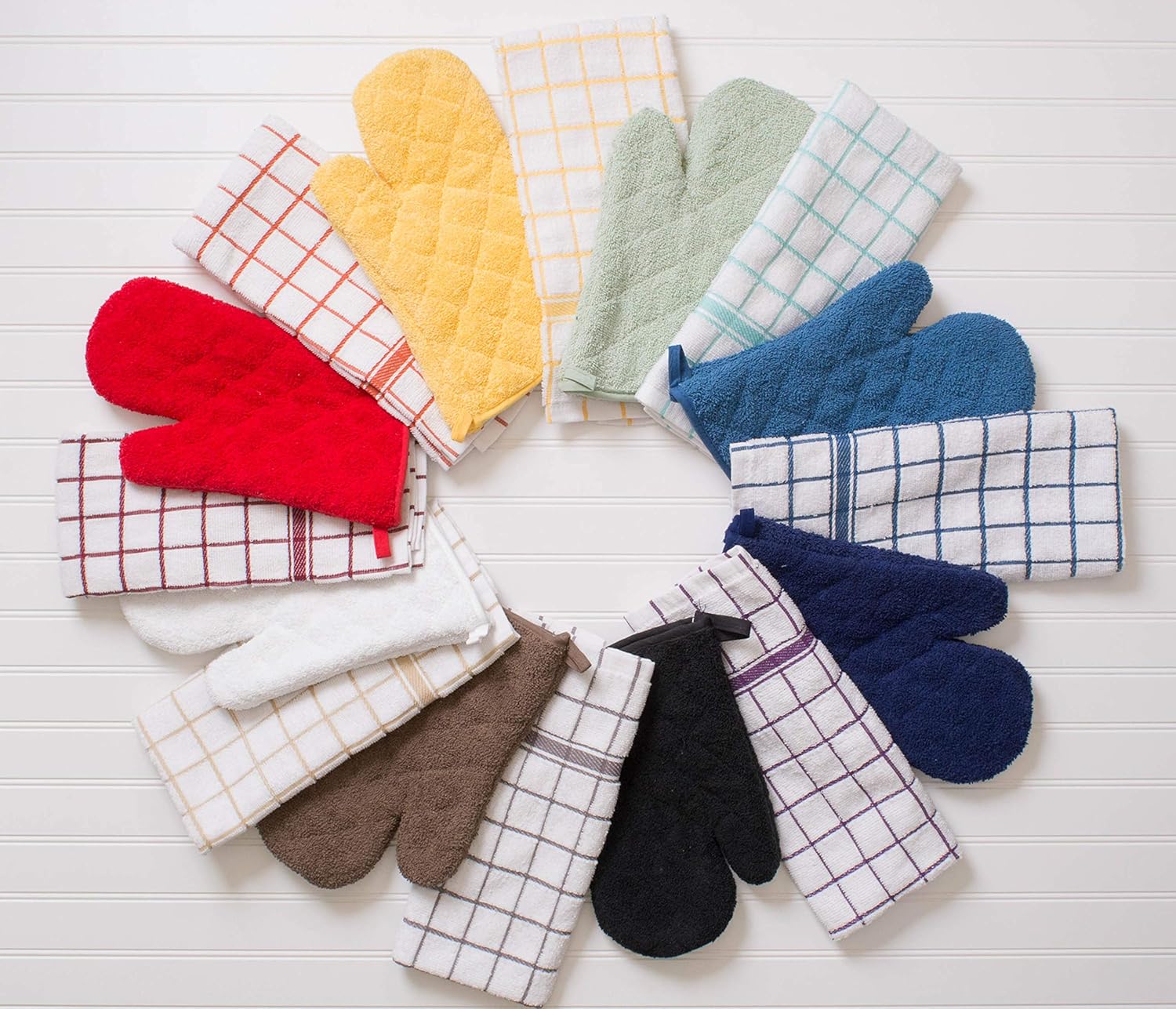 DII 100% Cotton, Quilted Terry Oven Set Machine Washable, Heat Resistant with Hanging Loop, Potholder, Blue 3 Piece: Home & Kitchen