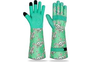 MERTURN Long Gardening Gloves for Women Thorn Proof Leather Garden Gloves Breathable Working Gloves for Women Yard Outdoor