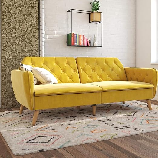 Novogratz 2144379n Tallulah Memory Foam Couch Mustard Yellow