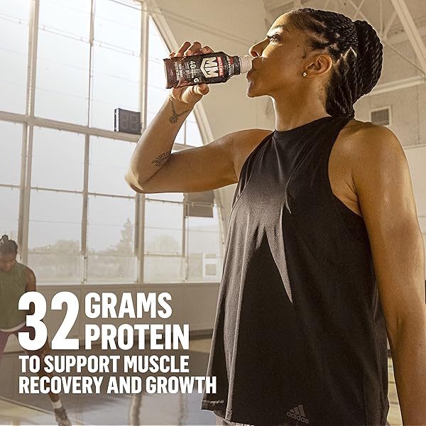 MUSCLE MILK PRO ADVANCED NUTRITION PROTEIN SHAKE, KNOCKOUT CHOCOLATE, 11.16 FL OZ (PACK OF 12), 32G PROTEIN, 1G SUGAR, 16 VITAMINS & MINERALS, 5G FIBER, WORKOUT RECOVERY, ENERGIZING SNACK, PACKAGING MAY VARY