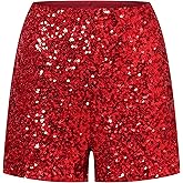 OThread & Co. Women's Sparkly Sequin Shorts Stretchy Night Out Party Shorts