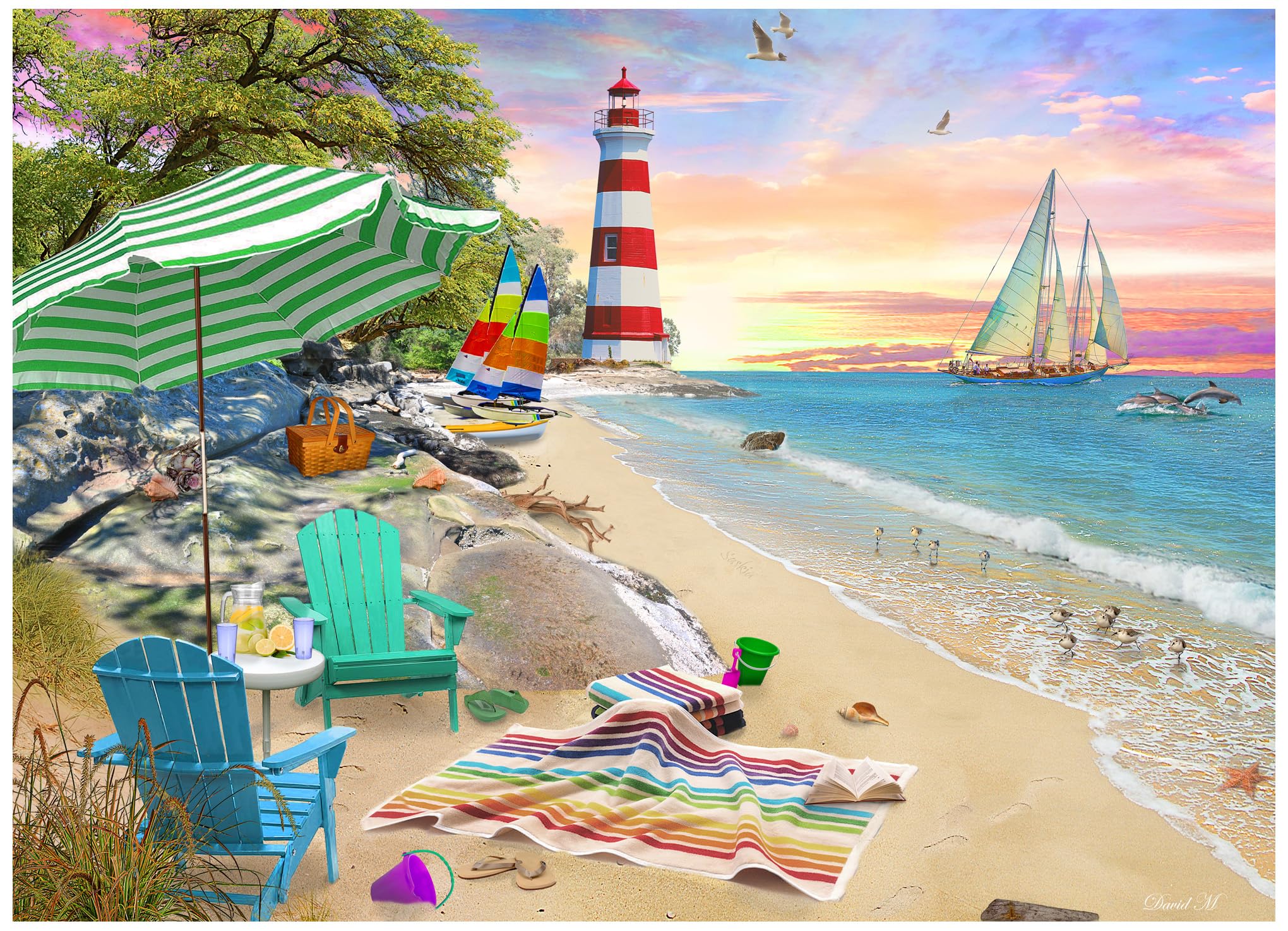 Vermont Christmas Company Seaside Beach Jigsaw Puzzle 1000 Piece