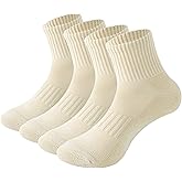 MAGIARTE Womens Athletic Cotton Mini Crew Socks Thick Cushioned Running Hiking Multi Sports Socks for Women 4 Pairs