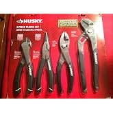 Husky 861461 4 Piece High Leverage Multi-Use Pliers Set with Diagonal, Long Nose, Slip Joint, and Groove Joint Pliers