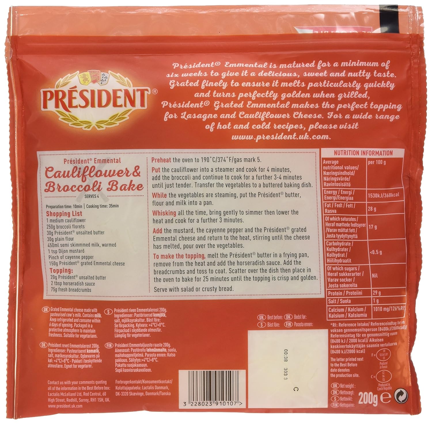 President Emmental Cheese Nutrition Information Runners High Nutrition