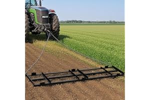 Annzoe 8FT Drag Harrow Driveway Grader – Heavy Duty Tow Behind Rake for Gravel, ATV, UTV, Tractor & Mower, Adjustable Slot Design with Chain for Field and Yard Leveling