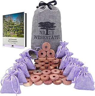 52x (42+10) Natürlicher Mottenschutz für Kleiderschrank, Mottenschutz aus Zedernholz und Provence Lavendelsäckchen, Motten Duftsäckchen Kleiderschrank, Chemiefreie Mottenfalle Kleidermotten