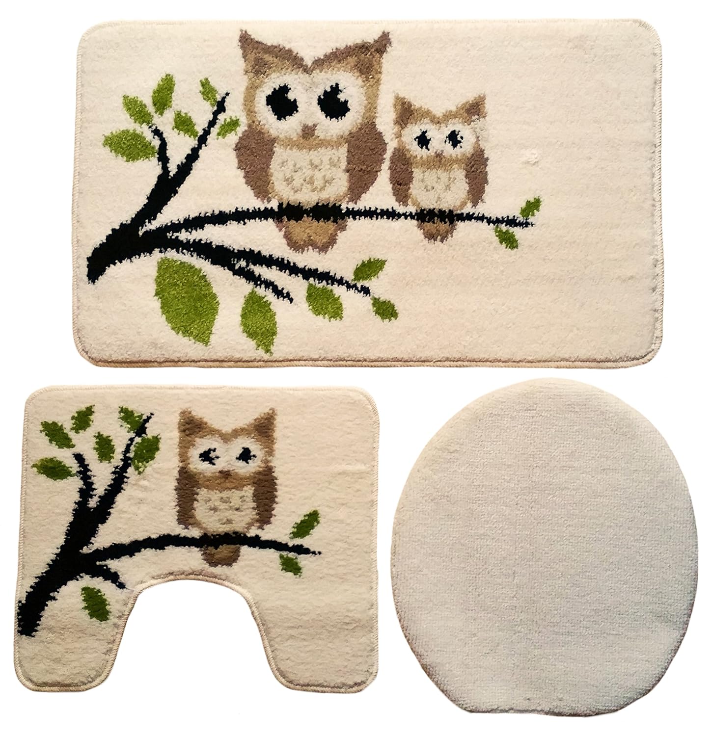 3 Teilige Badgarnitur Mit Eulen Motiv 60cm X 100cm Grosse Matte Blau Fur Hange Wc Ilkadim