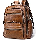 LANNSYNE Vintage Full Grain Leather Backpack For Men, 17.3'' Laptop Bag Causal Rucksack Shoulder Bag Overnight For Business/Travel/Camping