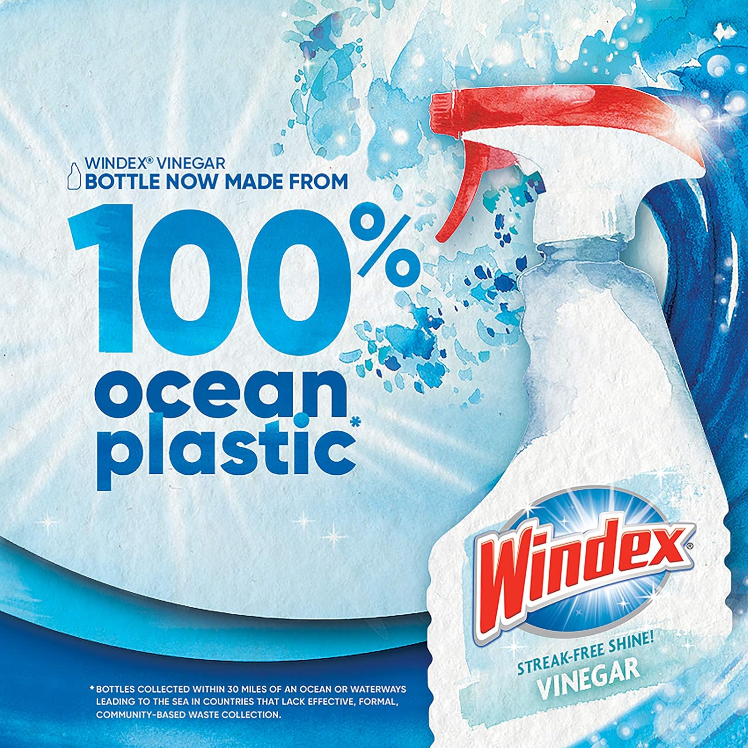 Windex Vinegar Glass and Window Cleaner Spray Bottle, Bottle Made from 100% Recycled Plastic, 23 fl oz: Health & Personal Care