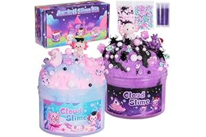 Joytry Axolotl Cloud Slime Kit 2 Pack - 14oz Non-Sticky DIY Slime for Kids, Includes Cute Axolotl Charms & Add-Ins, Glitter, 