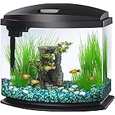 Aqueon MiniBow Small Aquarium Starter Kit, All-in-One Desktop Fish Tank for Betta, Shrimp or Small Fish, Includes SmartClean Filter Technology, LED Light and Conditioner, Black, 5 Gallon