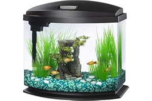 Aqueon LED MiniBow Small Aquarium Fish Tank Kit with SmartClean Technology, Black, 5 Gallon