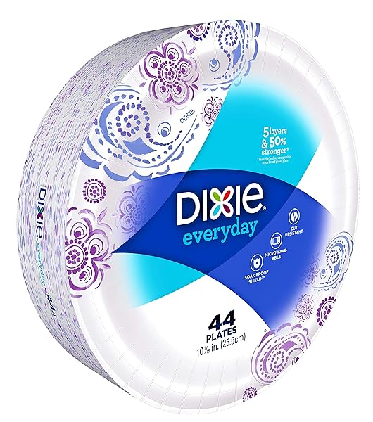 44 DIXIE EVERYDAY DISPOSALBLE PAPER PLATES 10 1/16