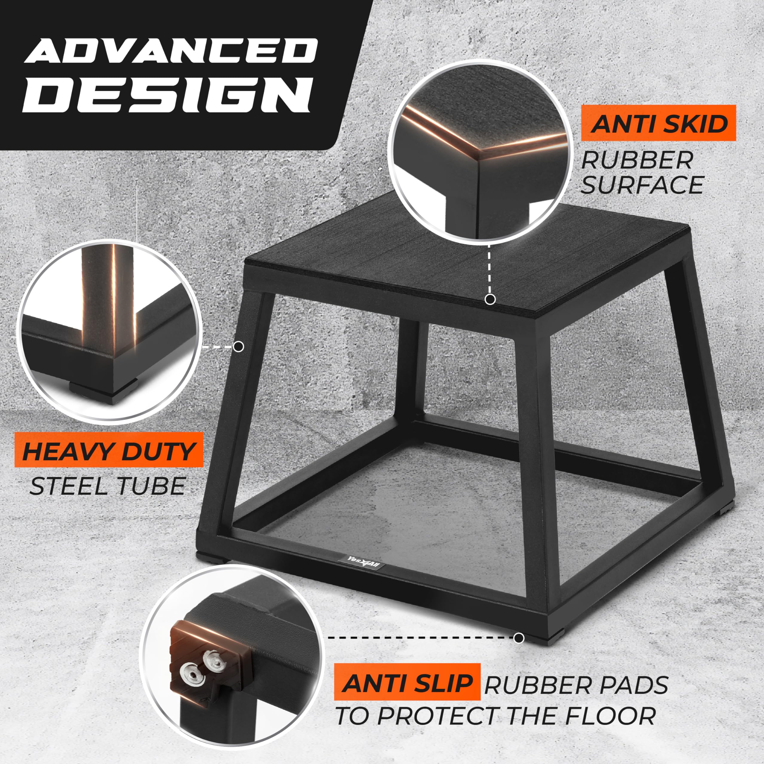 Yes4All Metal Plyometric Box with 550lbs Capacity, Pre-Assembled, Plyo Jump Platform, Step Up Box for Workout Home Gym