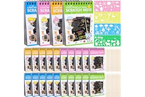 YSCare 24 Pack Scratch Arts and Crafts Notebooks, Rainbow Art Scratch Note, Stuffers Essentials Gifts for Kids Ages 4-8 Birthday Party Favors Classroom Prizes