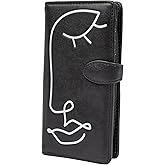 Shag Wear Women's Premium Vegan Clutch Cardholder Zipper Wallet Purse with Pretty One line Drawing, Black