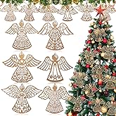 Halloscume 36 Pcs Wooden Angel Christmas Ornaments Rustic Christmas Hanging Ornaments White Farmhouse Angel Decorations for Winter Home Farmhouse Indoor Holiday Party Decor Gift
