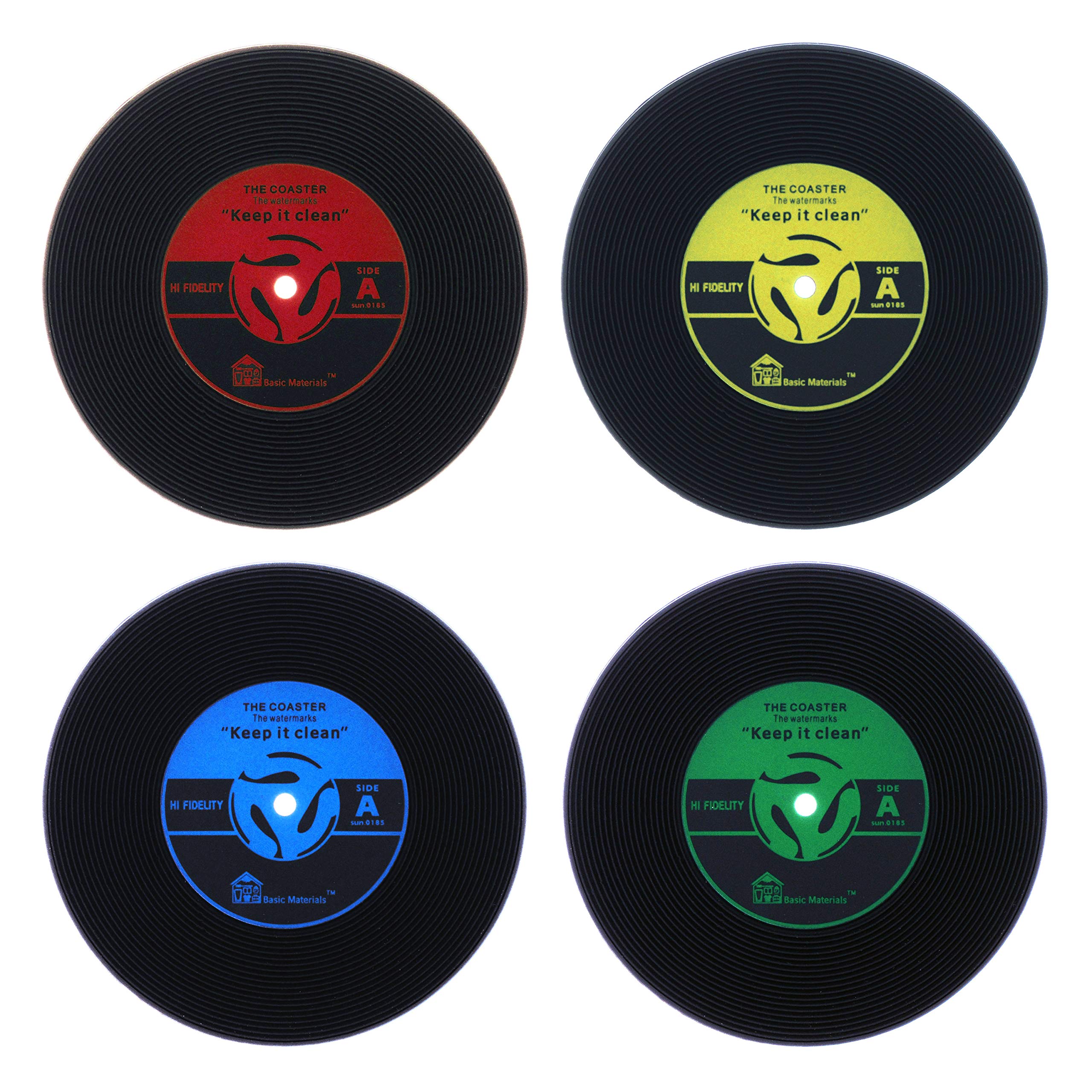 Wolfteeth Vinyl Record Coasters Set of 4 Beer Mat Retro Cup Drink Placement Place