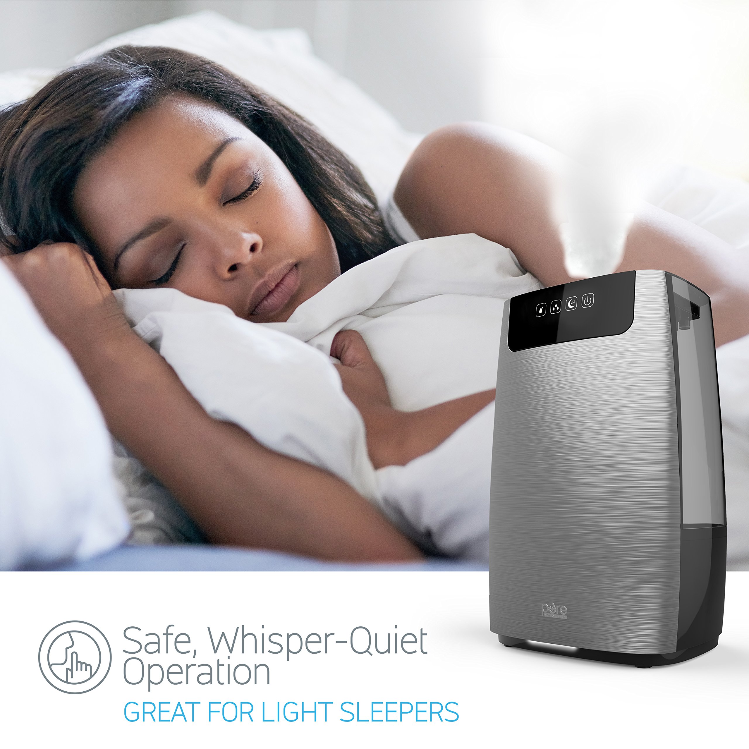 Pure Enrichment HumeXL Ultrasonic Cool Mist Humidifier - Large, Easy-to-Clean 5-Liter/1.3 Gallon Water Tank, Touch-Button Control, High/Low Mist, 2 Independent 360° Mist Nozzles and Night Mode