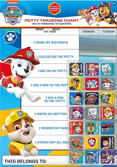 Paper Projects Paw Patrol Potty Toilet Training Reward Chart Stickers Ages 3+