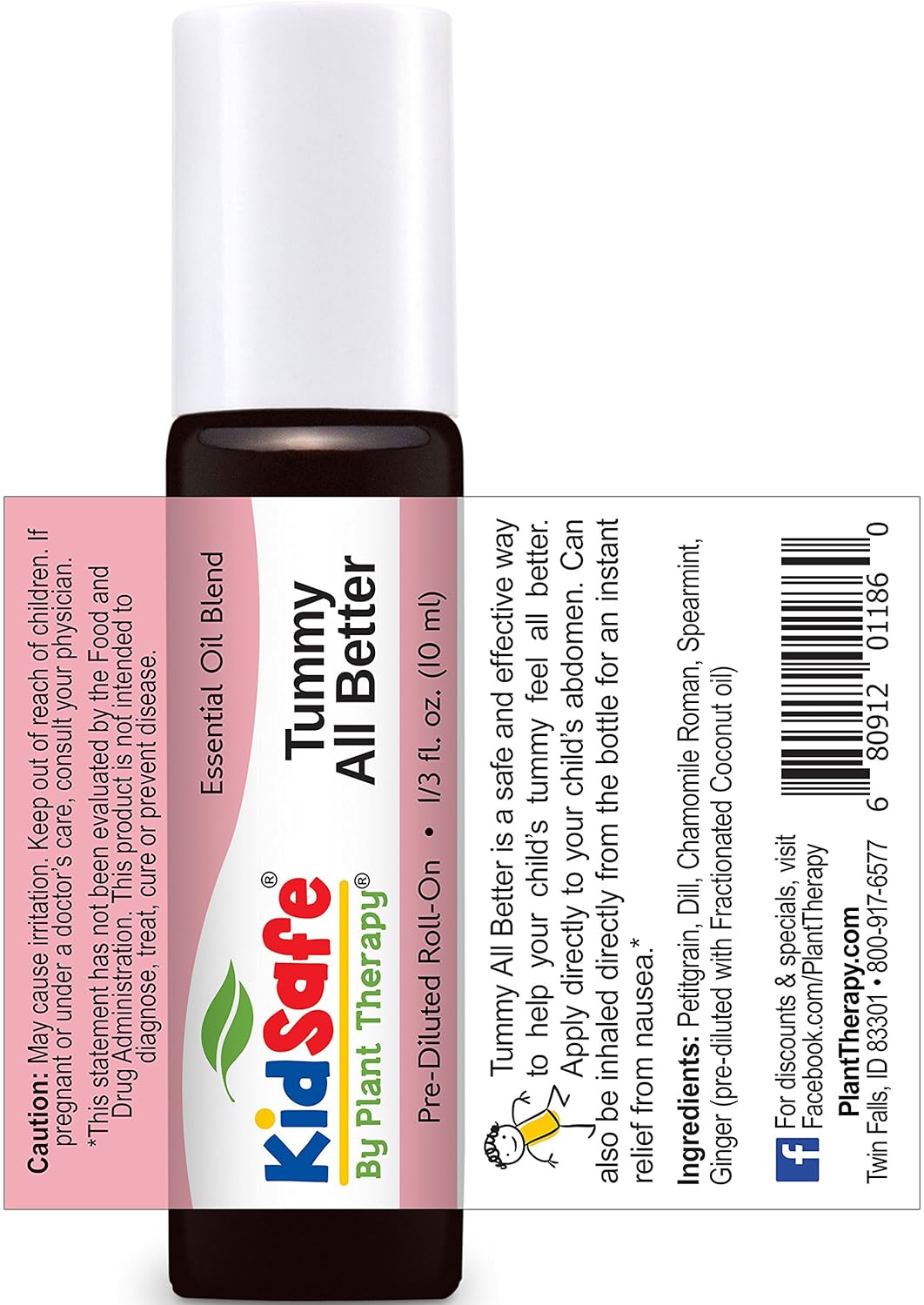 Plant Therapy KidSafe Tummy All Better Synergy Pre-Diluted Roll-On Essential Oil 10 mL (1/3 oz) 100% Pure, Therapeutic Grade: Beauty