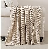 WDCOZY Chunky Cable Knit Throw Blanket Super Soft Warm Knitted Throw Blanket for Couch, Sofa, Chair, Bed Lightweight Breathable Cozy Comfortable Home Decorative Camel Tan Beige 60x80 Inches