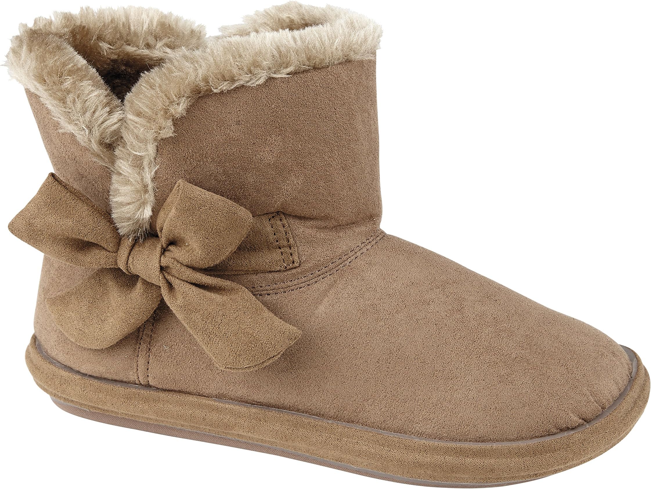 Womens Faux Suede Furry Bootee Slipper Ladies Warm Slippers Sizes UK 3 4 5 6 7 8