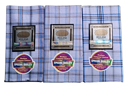 XYZ Textiles Men's Cotton Chequered Lungi - LUG_MLN_WTCX_200_3PP_2PP_Blue - Pack of 3