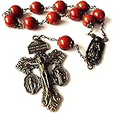 elegantmedical car rosary Carnelian Beads Catholic Prayer one decade rosary bracelet Bronze Pardon cross Gift