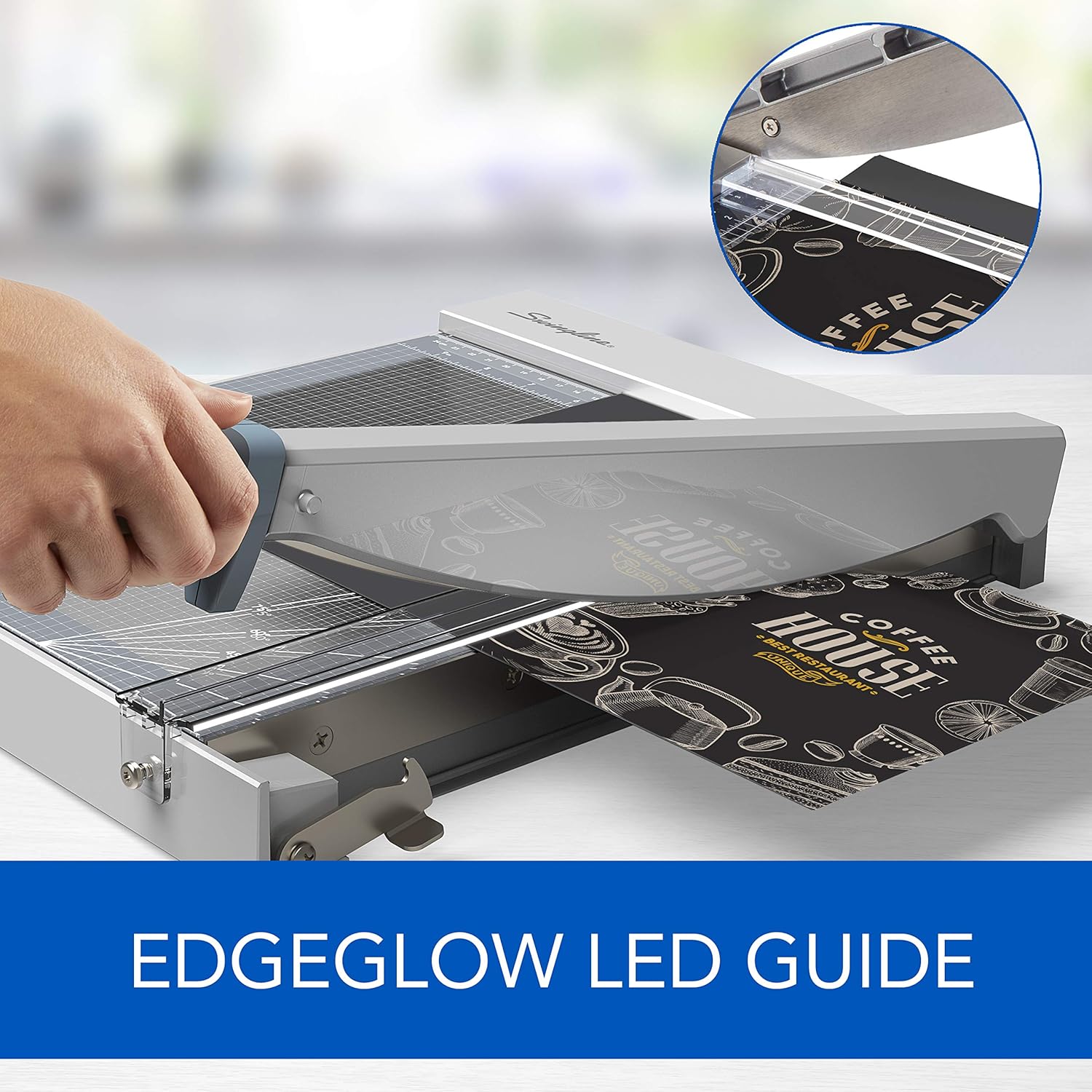 Swingline Paper Cutter, Guillotine Trimmer with EdgeGlow LED Cut Guide and Tempered Glass Surface, 12" Cut Length, 15 Sheet Capacity, ClassicCut 1215G (G7010003) : Office Products