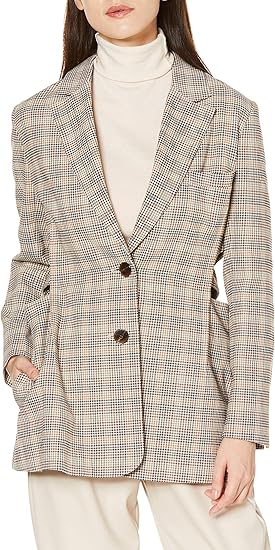 Amazon ランバンオンブルー ジャケット テーラードチェックジャケット レディース キャメル 38 コート ジャケット 通販